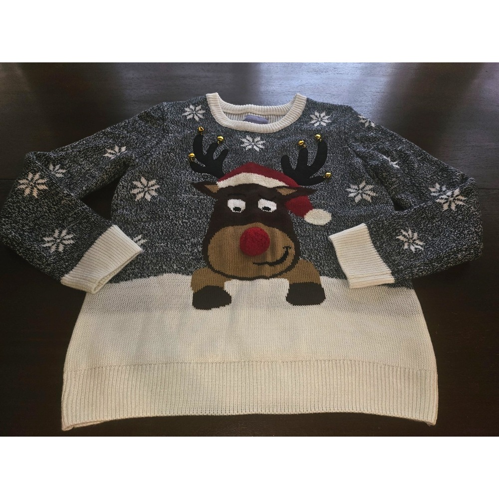 Laura Scott Sweater‎ Women Small Christmas Rudolph Snowflakes Reindeer Winter